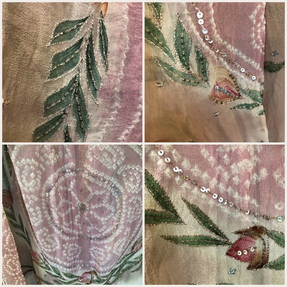 🎉HP🎉🦋HAND BEADED-EMBROIDERED SILK BOHO KIMONO🦋 - Picture 5 of 8